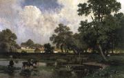 unknow artist Zomerlandschap met koeien bij de poel oil painting picture wholesale